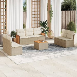 Maison exclusive - salon de jardin avec coussins 8 pcs beige résine tressée