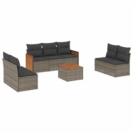 Maison exclusive - salon de jardin 8 pcs avec coussins gris résine tressée