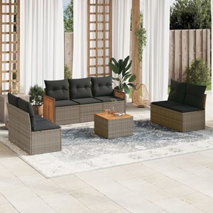 Maison exclusive - salon de jardin 8 pcs avec coussins gris résine tressée