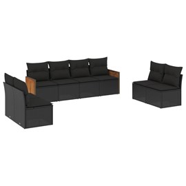 Maison exclusive - salon de jardin 8 pcs avec coussins noir résine tressée
