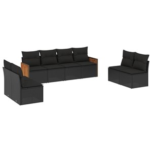 Maison exclusive - salon de jardin 8 pcs avec coussins noir résine tressée