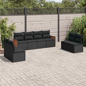 Maison exclusive - salon de jardin 8 pcs avec coussins noir résine tressée