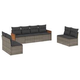 Maison exclusive - salon de jardin 8 pcs avec coussins gris résine tressée