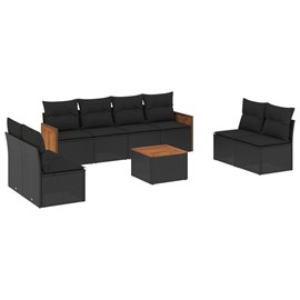 Maison exclusive - salon de jardin 9 pcs avec coussins noir résine tressée