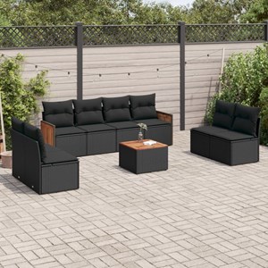 Maison exclusive - salon de jardin 9 pcs avec coussins noir résine tressée