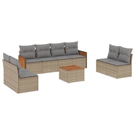 Maison exclusive - salon de jardin avec coussins 9 pcs beige résine tressée