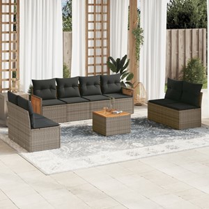 Maison exclusive - salon de jardin 9 pcs avec coussins gris résine tressée