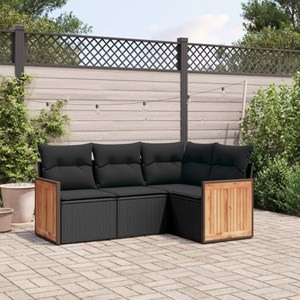 Maison exclusive - salon de jardin 4 pcs avec coussins noir résine tressée