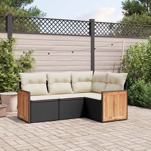 Maison exclusive - salon de jardin 4 pcs avec coussins noir résine tressée