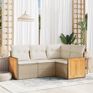 Maison exclusive - salon de jardin avec coussins 4 pcs beige résine tressée
