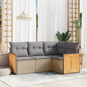 Maison exclusive - salon de jardin avec coussins 4 pcs beige résine tressée