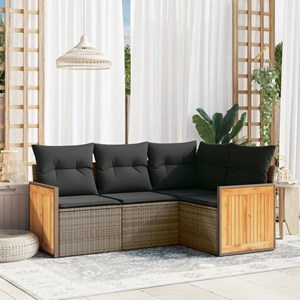 Maison exclusive - salon de jardin 4 pcs avec coussins gris résine tressée