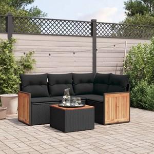 Maison exclusive - salon de jardin 5 pcs avec coussins noir résine tressée