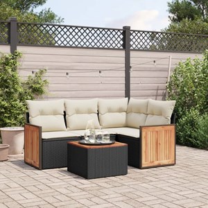 Maison exclusive - salon de jardin 5 pcs avec coussins noir résine tressée
