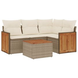 Maison exclusive - salon de jardin avec coussins 5 pcs beige résine tressée