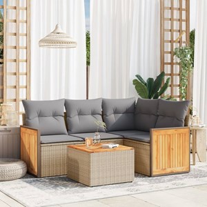 Maison exclusive - salon de jardin avec coussins 5 pcs beige résine tressée