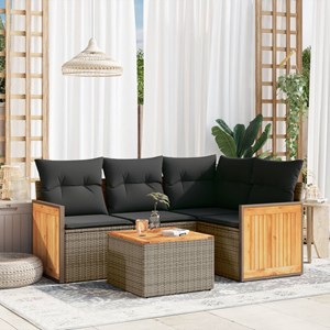 Maison exclusive - salon de jardin 5 pcs avec coussins gris résine tressée