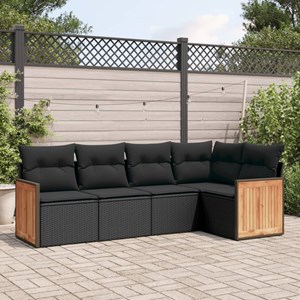 Maison exclusive - salon de jardin 5 pcs avec coussins noir résine tressée