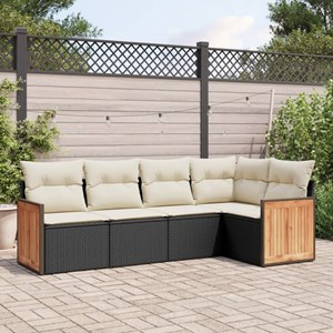 Maison exclusive - salon de jardin 5 pcs avec coussins noir résine tressée