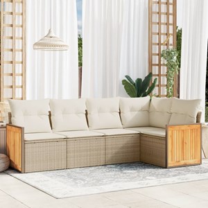 Maison exclusive - salon de jardin avec coussins 5 pcs beige résine tressée