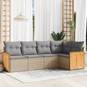 Maison exclusive - salon de jardin avec coussins 5 pcs beige résine tressée