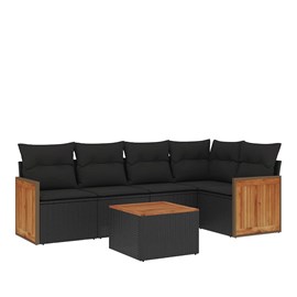 Maison exclusive - salon de jardin 6 pcs avec coussins noir résine tressée
