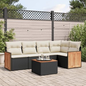 Maison exclusive - salon de jardin 6 pcs avec coussins noir résine tressée