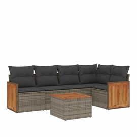 Maison exclusive - salon de jardin 6 pcs avec coussins gris résine tressée