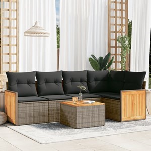 Maison exclusive - salon de jardin 6 pcs avec coussins gris résine tressée