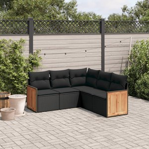 Maison exclusive - salon de jardin 5 pcs avec coussins noir résine tressée