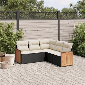 Maison exclusive - salon de jardin 5 pcs avec coussins noir résine tressée