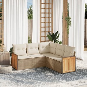Maison exclusive - salon de jardin avec coussins 5 pcs beige résine tressée