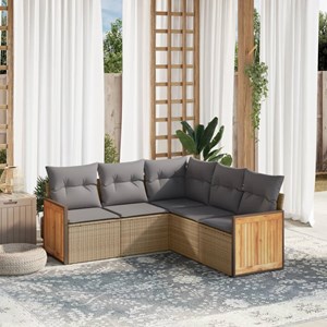 Maison exclusive - salon de jardin avec coussins 5 pcs beige résine tressée
