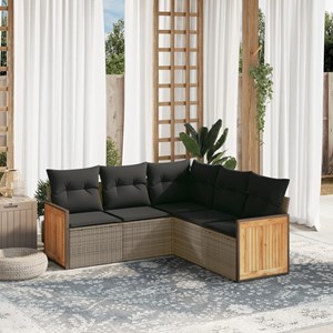 Maison exclusive - salon de jardin 5 pcs avec coussins gris résine tressée