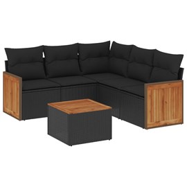 Maison exclusive - salon de jardin 6 pcs avec coussins noir résine tressée