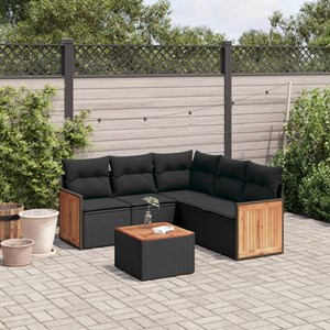 Maison exclusive - salon de jardin 6 pcs avec coussins noir résine tressée