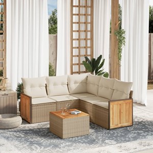 Maison exclusive - salon de jardin avec coussins 6 pcs beige résine tressée