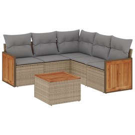 Maison exclusive - salon de jardin avec coussins 6 pcs beige résine tressée