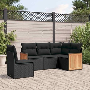 Maison exclusive - salon de jardin 5 pcs avec coussins noir résine tressée