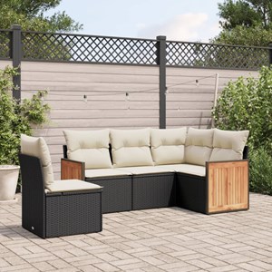 Maison exclusive - salon de jardin 5 pcs avec coussins noir résine tressée