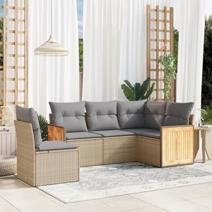Maison exclusive - salon de jardin avec coussins 5 pcs beige résine tressée