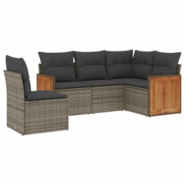 Maison exclusive - salon de jardin 5 pcs avec coussins gris résine tressée