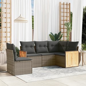 Maison exclusive - salon de jardin 5 pcs avec coussins gris résine tressée