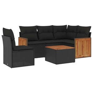 Maison exclusive - salon de jardin 6 pcs avec coussins noir résine tressée