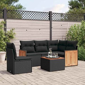 Maison exclusive - salon de jardin 6 pcs avec coussins noir résine tressée