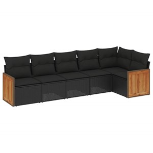 Maison exclusive - salon de jardin 6 pcs avec coussins noir résine tressée