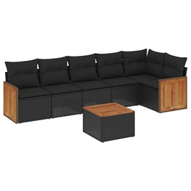 Maison exclusive - salon de jardin 7 pcs avec coussins noir résine tressée