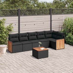 Maison exclusive - salon de jardin 7 pcs avec coussins noir résine tressée