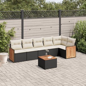 Maison exclusive - salon de jardin 7 pcs avec coussins noir résine tressée