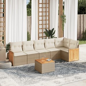 Maison exclusive - salon de jardin avec coussins 7 pcs beige résine tressée